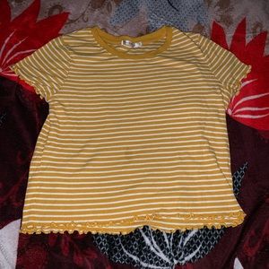 Yellow and white Stripped Crop Top